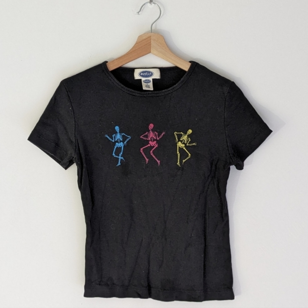 Austin Clothing Co Black Rainbow Skeleton Graphic Tee T-shirt